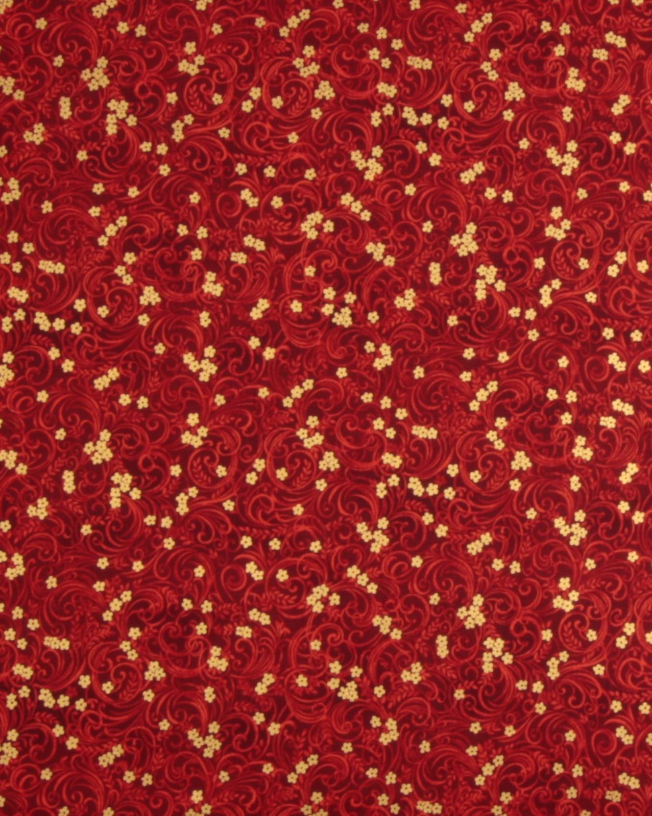 Poppy Hill, rød med guld - Patchwork - 100% Bomuld