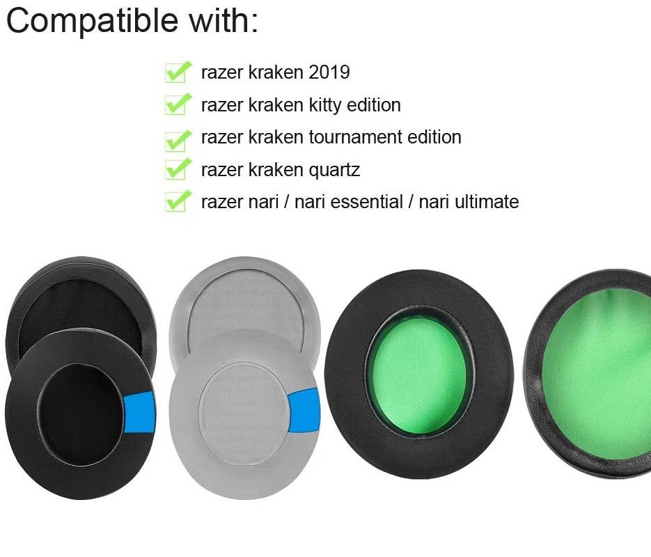 Upgraded Cooling Gel Ear Pads for Razer Nari Ultimate, Nari Essential, Kraken Kitty, Kraken Tournament Edition Headset ear cover
