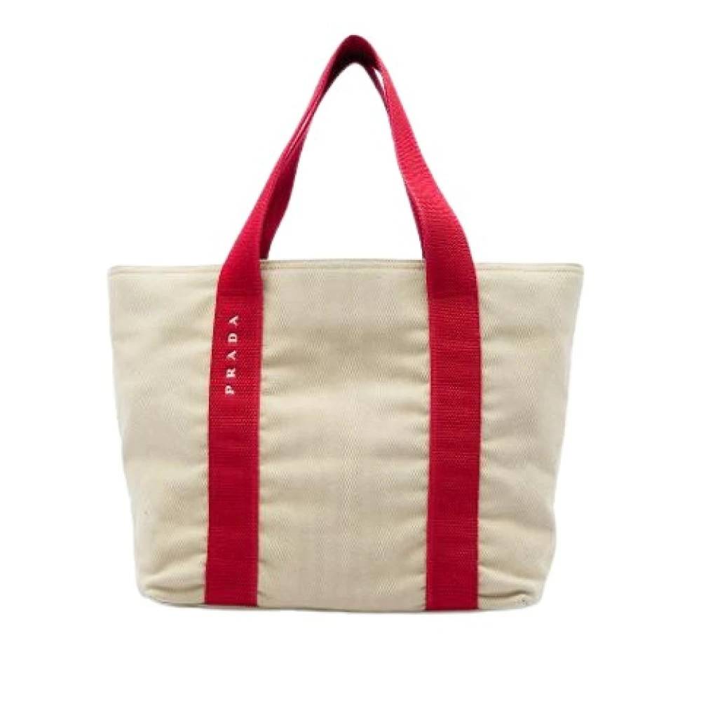 Prada Vintage Pre-owned Canvas prada-tasker - Vintage - Dame - Beige - ONE SIZE -