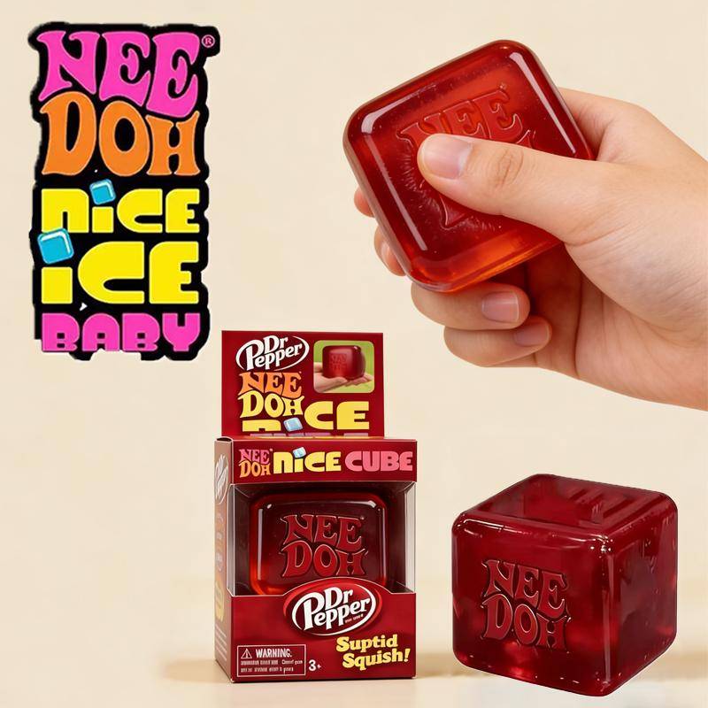 NeeDoh Nice Cube Squishy Stresslindrande Leksak, Mjuk Klämbar Fidget Cube för Barn & Vuxna, Ångestlindrande Sensorisk Leksak