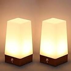 Andoer Set med 2 LED nattlampa skrivbord med PIR rörelsedetektor bärbar batteridriven sänglampa för hall kök sovrum badrum vardagsrum