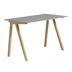 HAY - CPH90 2.0 Desk Lacquered Oak Frame L130 X W65 X H74  Grey Linoleum Tabletop Lacquered Edge - Skrivbord - Ronan & Erwan Bouroullec - Grå - Trä