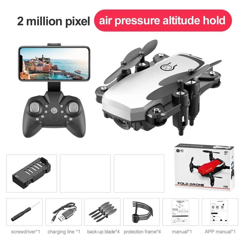 Ny LF606 Drönare WIFI FPV Mini Drönare med Vidvinkel HD 4K 1080P Kamera Altitude Hold RC Helikopter Vikbar Quadcopter Drone Present 720P Camera vit