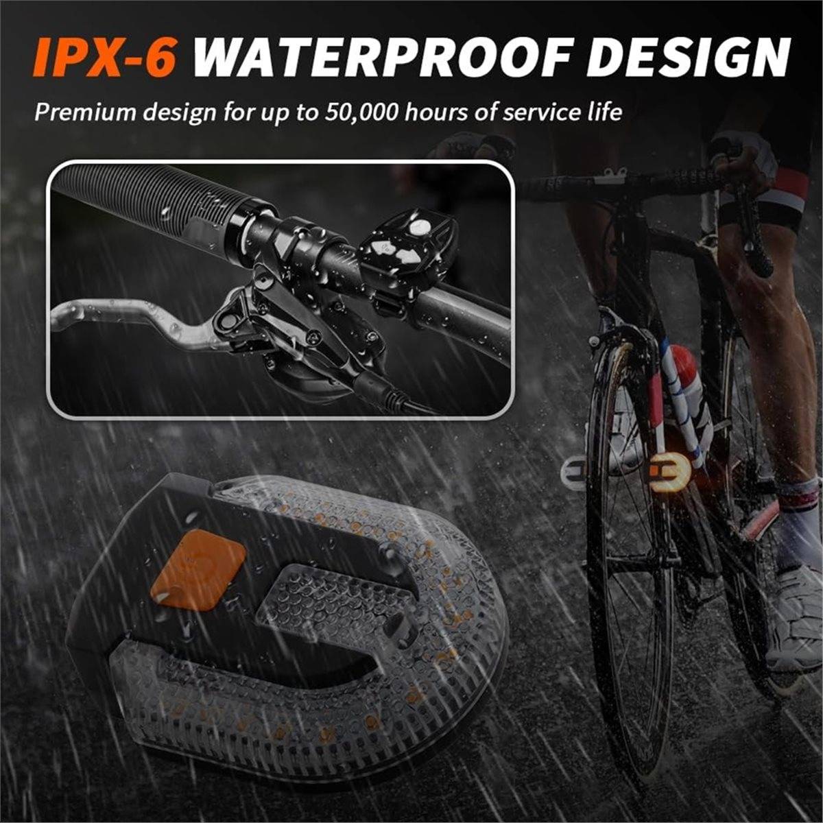 IN-A569U!4Pcs Turn Signals for Bicycles with Alarm, Remote Control/Integrated Bike Tail Light Waterproof Strobe Bike Rear Lights