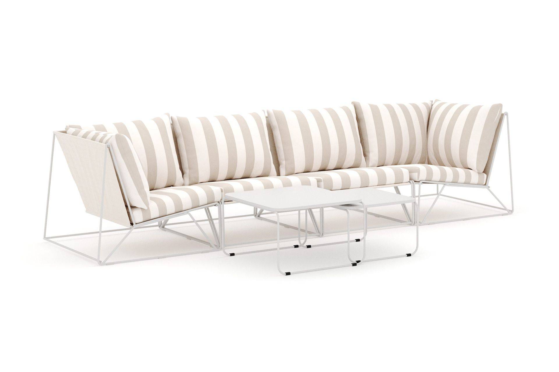 Comfort Garden Usteryd utomhus rak 4-sits soffa - Beige/Striped Loungesoffa