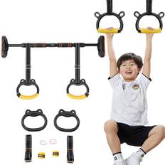 XUBX Gymnastikringar för barn, barn trapetsbar pull-up gymringar, gymnastikringar set barn hem fitness träningsutrustning hängande ringar, fitnessringar, dragring för fysisk träning