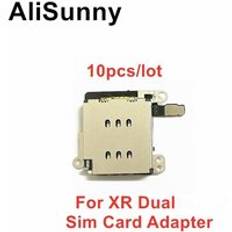 Alisunny 10 st dubbla sim-kortfack uttag för iphone xr 11 inre dubbla sim-kortläsare adapter reservdelar - 10x för 12 promax
