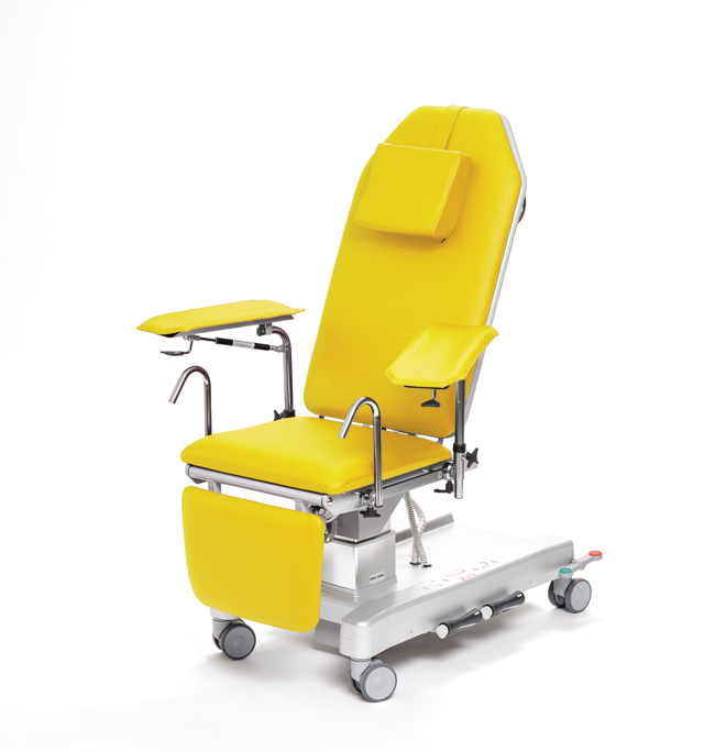 Provtagningsstol elektrisk på pelare - Klädda armstöd med löstagbar dyna - Lemon 890