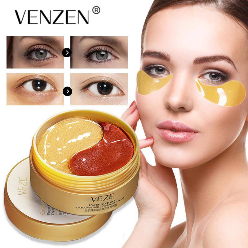 60 st Gold Collagen Eye Mask Face Anti Wrinkle Gel Sleep Gold Mask Ögonlappar Kaviar Essence Collagen Moisturizing Eye Mask