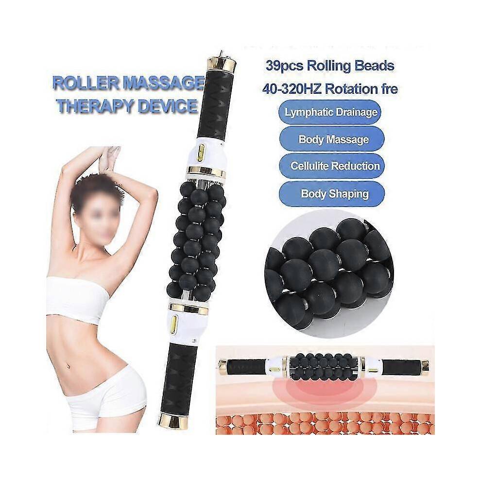 (Gold US Plug) 2024 Rotating Body Roller Fitness Massager Anti-Cellulite Sliming Machine 7D Rolling Beads Cylinder Therapy Body Contouring Machine