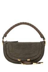Chloé Marcie Calfskin Leather Shoulder Bag — Gray