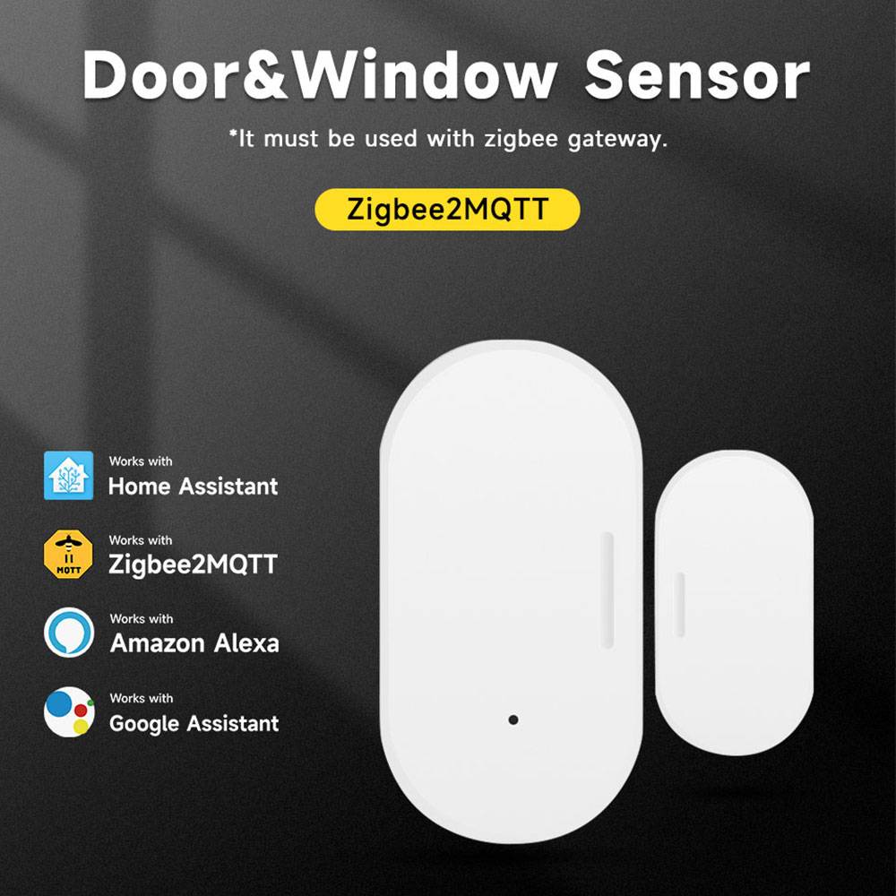 Tuya Smart Zigbee3.0 Door Window Sensor, Magnetic Contact Alarm, Works with Z2MQTT Home Assistant Smart Home Security