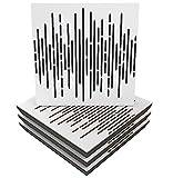 Ljudabsorberande akustisk panel, ”Wave”, 50 x 50 x 5 cm, absorption, diffusion, reflektion, ljudisolering, isolering, 4-pack, trä, perforerad, laminerad: (Wave, vit)