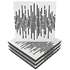 Ljudabsorberande akustisk panel, ”Wave”, 50 x 50 x 5 cm, absorption, diffusion, reflektion, ljudisolering, isolering, 4-pack, trä, perforerad, laminerad: (Wave, vit)