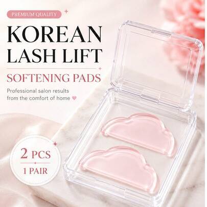 2 st koreanska mjukgörande pads för lash lift, självhäftande silikon-permplåster för fransar, återanvändbart flexibelt franslyftverktyg för steg 1 - Babyrosa