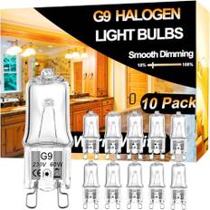 Vinaco G9 Halogen Leuchtmittel 60W, 10er Pack Gluhbirn G9 60W Lange Lebensdauer, Halogen Dimmbar Warmweiß 2800k, Stiftsockellampe 60 Watt Geeignet für Kronleuchter, Kabinettbeleuchtungen