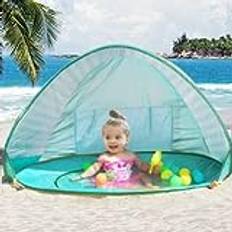 POPUPWAVE Pop Up Baby strandtält, bärbart automatiskt baby solskydd tält med babypool, bärbart lätt UV-skydd strandtält för baby familj picknick trädgård