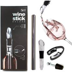 Oak & Steel - 5-in-1 Deluxe Stainless Steel Wine Accessory Gift Set