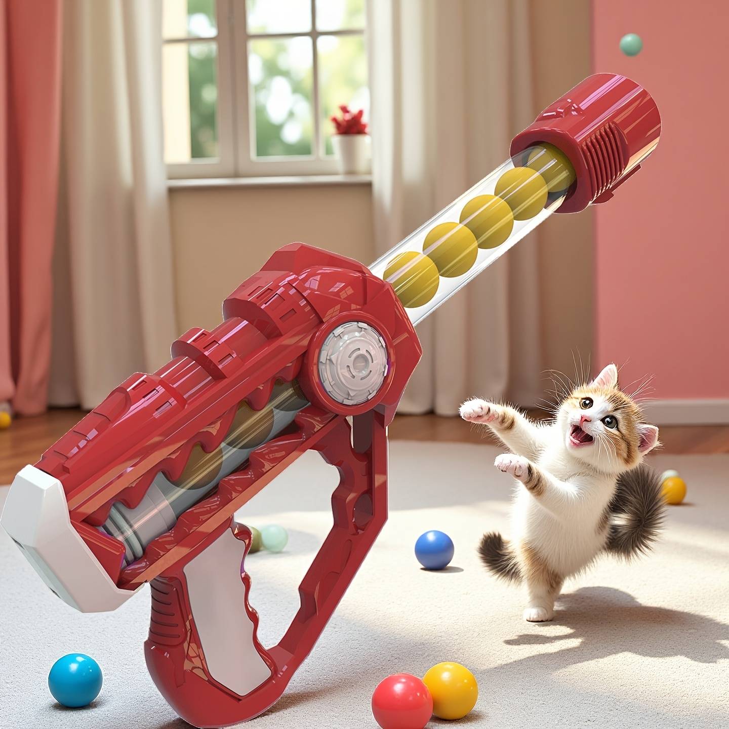 Interactive Launch Training Cat Toy Set Including A Toy Launcher And 4/8/14/22 This Indoor Cat Toy Is Designed For , Between Owners And Their Feline Through Sports-themed Fun.