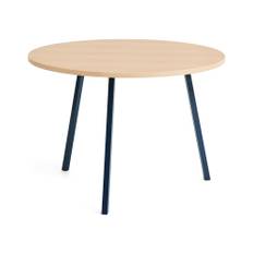 HAY - Loop Stand Table Round Deep blue powder coated steel frame Ø105 x H74 Clear lacquered oak tabletop Water-based lacquered oak edge - Spiseborde - Leif Jørgensen - Blå - Metal/Træ