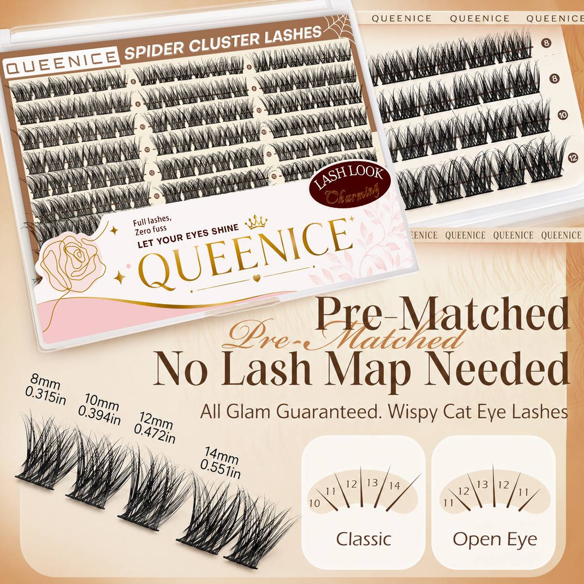 Natural Lash Clusters, Fine Lash Clusters, Cat Eye Clusters, Natural-looking Lash Extensions 10-15mm Pre-set Lash Strip, Single Lash Clusters, Lash Clusters