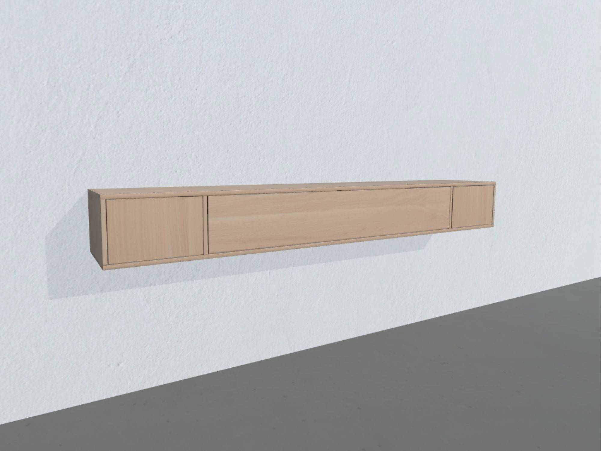 Square Exclusive TV-bord - opstilling 13 (massiv træ korpus, hvidolieret eg massiv korpus, hvidolieret eg klap, dybde: 34 cm)