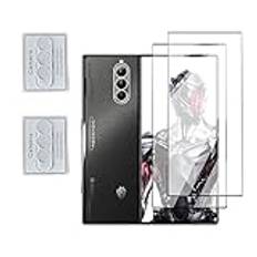 QINOUK för ZTE nubia Red Magic 8 Pro+ [2+2 Pack] Skyddsfilm, [2 Pack] HD Skärmskydd, [2 Pack] Klara Härdat glas Linsfilm, [Anti-skrapa] för ZTE nubia Red Magic 8 Pro+