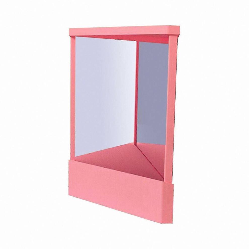 (S, Pink) True Image Vanity Mirror for Makeup Precision Reflection Non-Magnifying Tabletop Beauty Tool for Face Realistic Non-Reversing Design