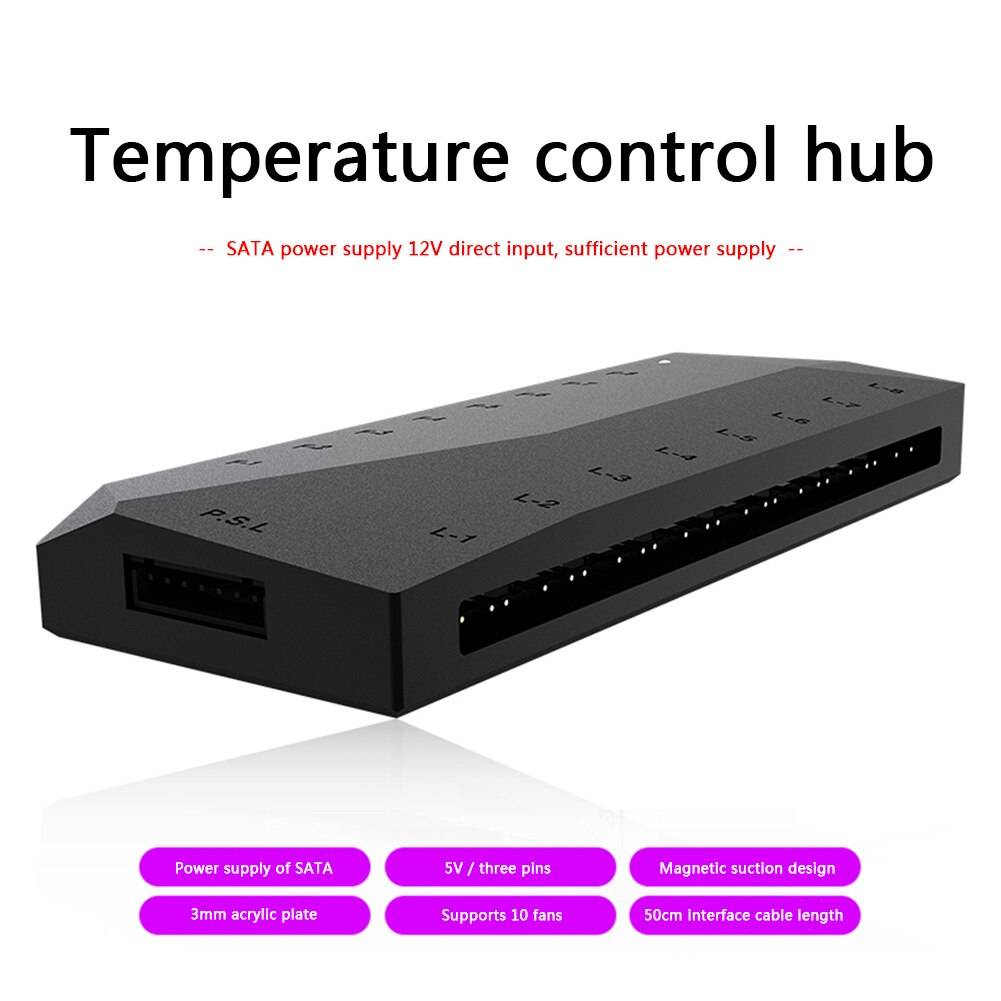 Sata powered splitter hub fläktkontroll 5v 3 stifts argb pwm pc för id-kylning ha -02 kontorsvårdande dator fläktkontrolltillbehör