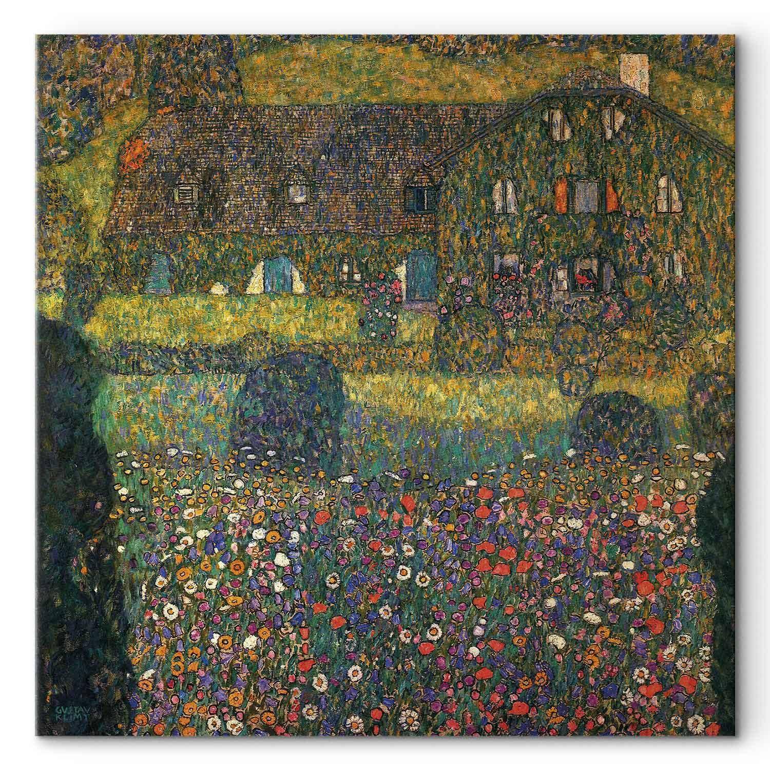 Gustav Klimt billede på lærred - Landhus ved Attersee-søen - 80 x 80 cm - Premium Print