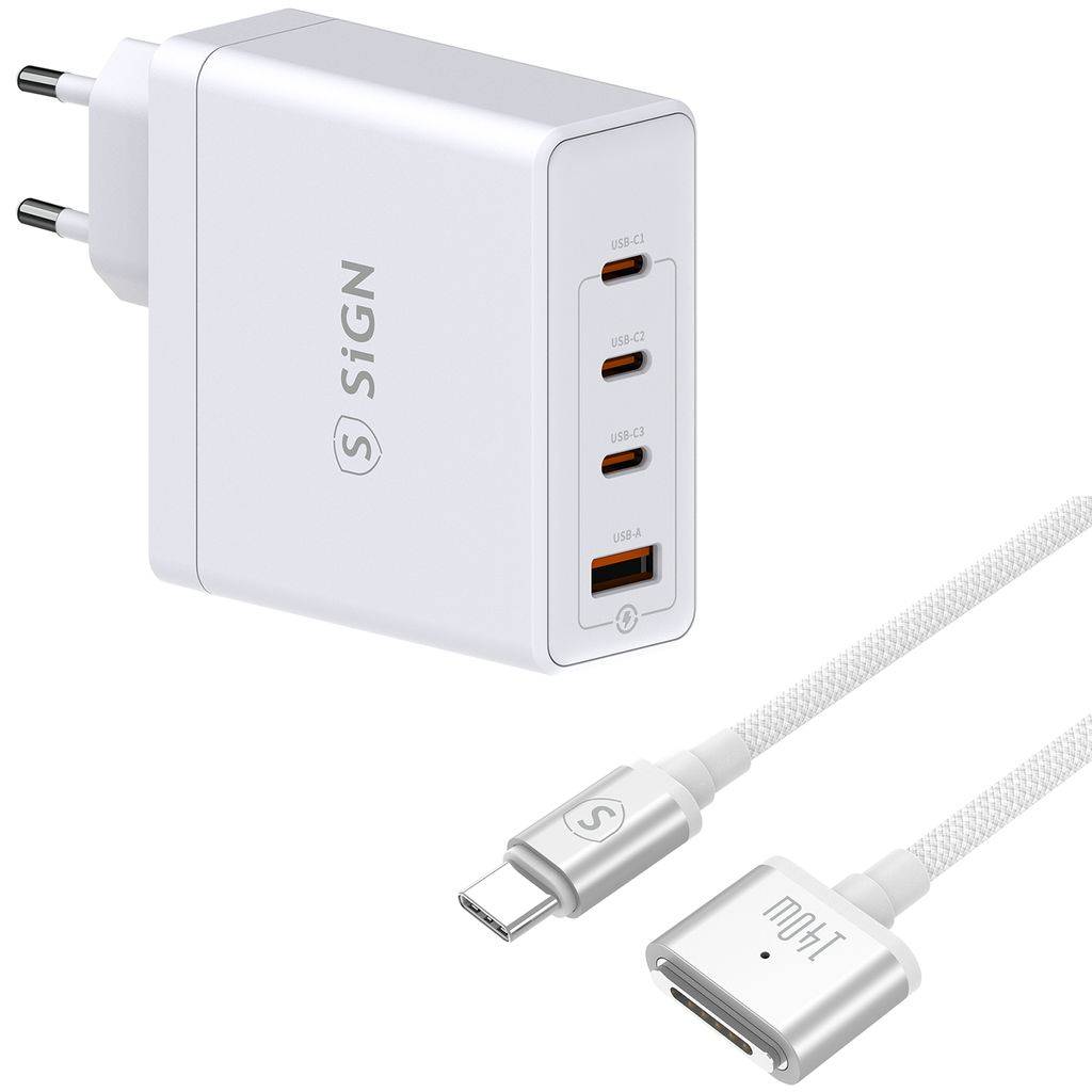 Sign 140W Laddare + USB-C Kabel för MacBook Pro & Air Magsafe 3 T-typ