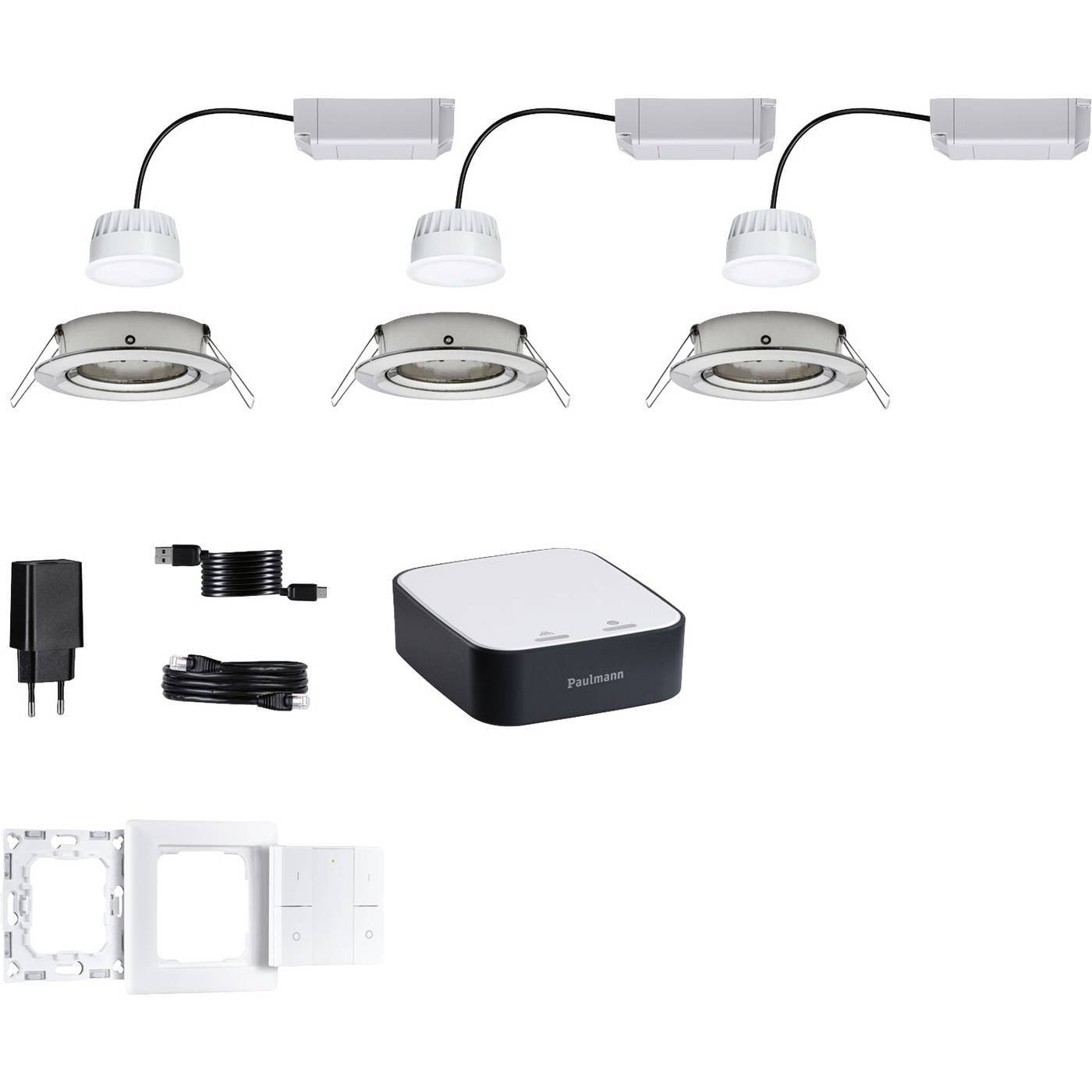 5181 smik Gateway + EBL Nova RGBW Paulmann Home Paket Smart Home System 15.6 W Varmvit till dagsljusvit, RGBW Järn (borstad)