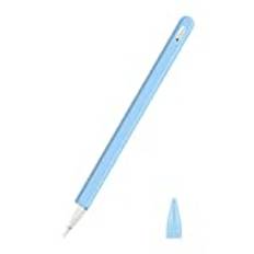 MoKo Pencil Case for Apple Pencil 2nd Generation/Apple Pencil Pro, [2 Pieces] Protective Silicone Apple Pencil 2nd Generation Pencil Holder Sleeve and Protective Nib Cover for Apple Pencil 2, Sky Blue