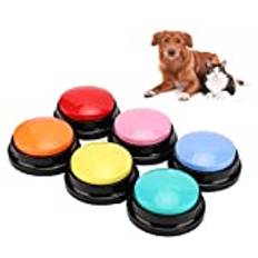 6-pack Röstinspelningsknapp, Inspelningsbara Hundtalande Knappar för Kommunikation, Hundröstkommandoknappar 30 Sekunders Inspelning Talarknappar för Katter Pet Training Summer