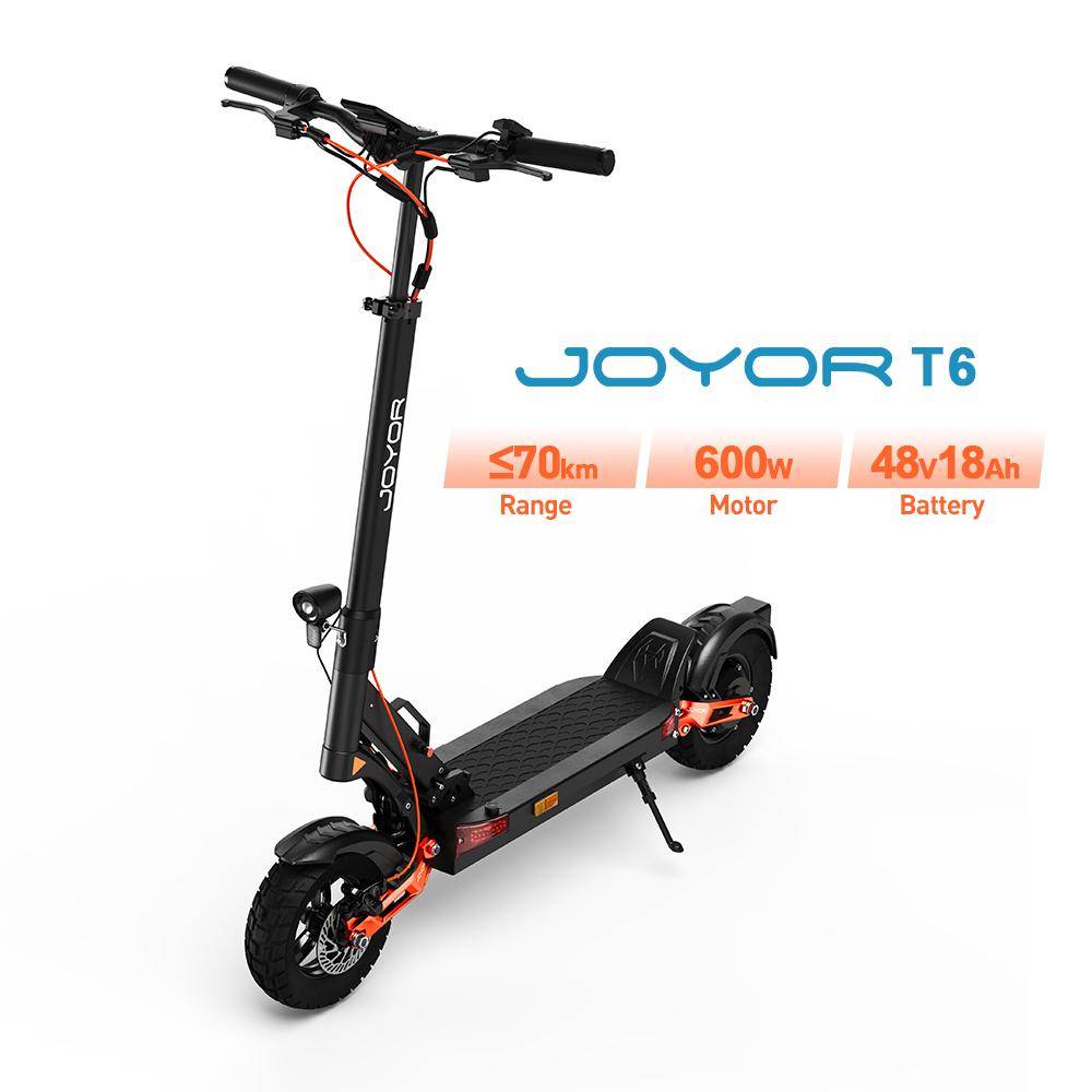 JOYOR T6 Terränggående Elsparkcykel 600W Högt Drevmoment 10 Terrängdäck IP54 Vattentålig Hopfällbar Pendlarsparkcykel för Vuxna svart.