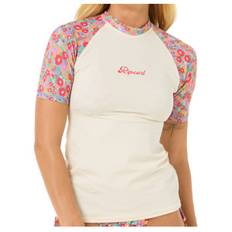 Rip Curl Women's Las Flores S/S UPF Rash Vest Lycra Damer størrelse XL farve hvid
