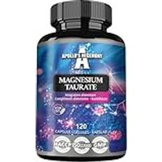 Magnesium Taurate 1000 mg per daglig dos - 120 veganska kapslar - 4 månaders leverans - Chelaterad form av magnesium - Stöder energimetabolism, nervfunktion - av Apollo's Hegemony