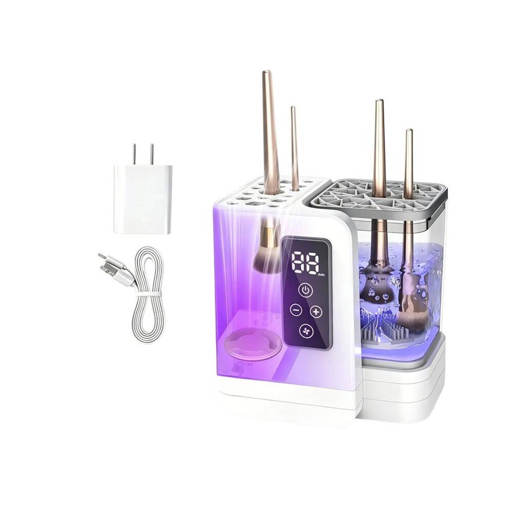 Electric Makeup Brush Cleaner & Dryer Machine,Portable Cosmetic Brushes Cleaner Tool with Silicone Brush US Plug