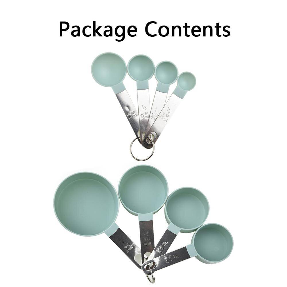 8 st mätkoppar i rostfritt stål skedar köksbakning matlagningsredskap set mätkopp och sked cocina gadget - Grön