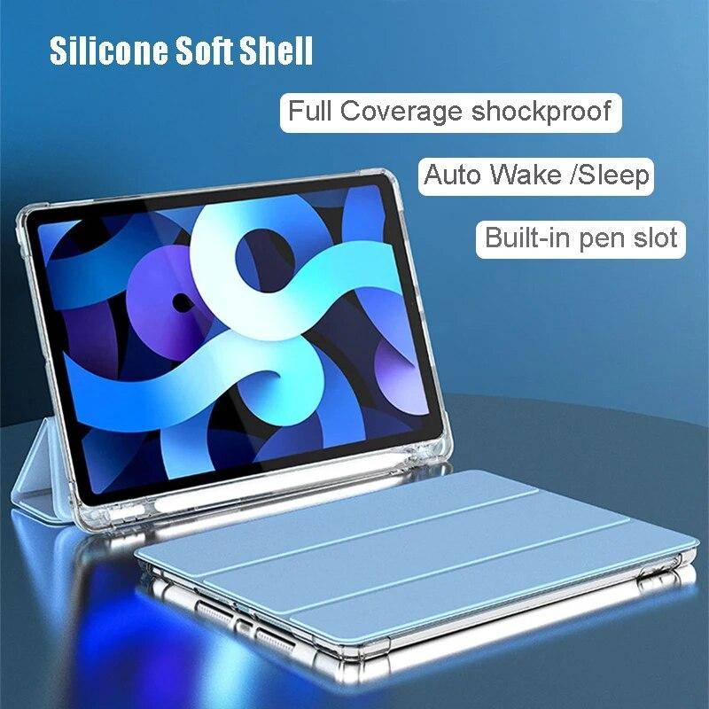 Med pennhållarfodral för Redmi Pad SE 11 Redmi Pad 10,61 Smart Cover för Xiaomi Mi Pad 5 11 Pro 5 12,4 Mi Pad 6 11 Pro Tablet Läderfodral himmelsblå f