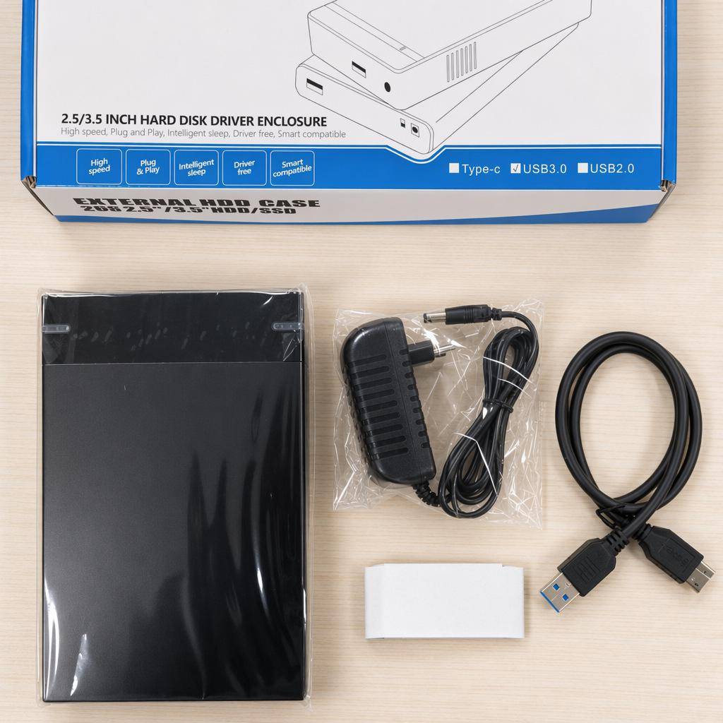 3,5  SATA Hårddiskkabinett - USB 3.0 Mobilt Externt Hölje för HDD/SSD
