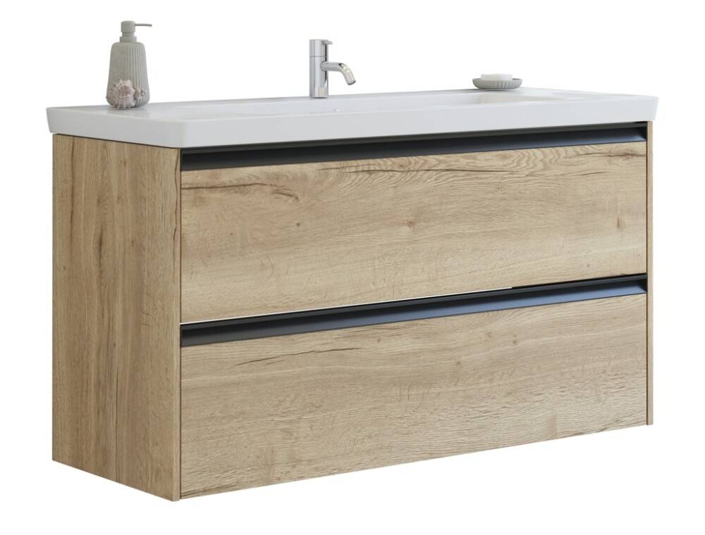 Scanbad underskab med vask Delta/Lazuli integreret greb natur eg 120 cm