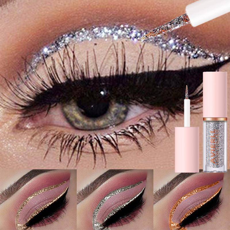 Vattentät Glittrig Eyelinerpenna Ögonskuggpinne Långvarig Snabbtorkande Diamantglänsande 10 Färger Flytande Eyeliner Stor Ögonmakeup