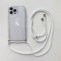 TEMU Lanyard Silicone Case Heart & Letter N Graphic Phone Case With Lanyard For Iphone 11 14 13 12 Pro Max Xr Xs 7 8 6 Plus Mini Luxury Matte Original Shockproof Cord Rope Necklace Strap Soft Cover
