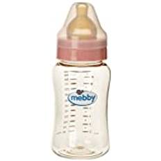 Mebby 92629 nappflaska Pes med napp av latex och antikolikventil, 300 ml, rosa