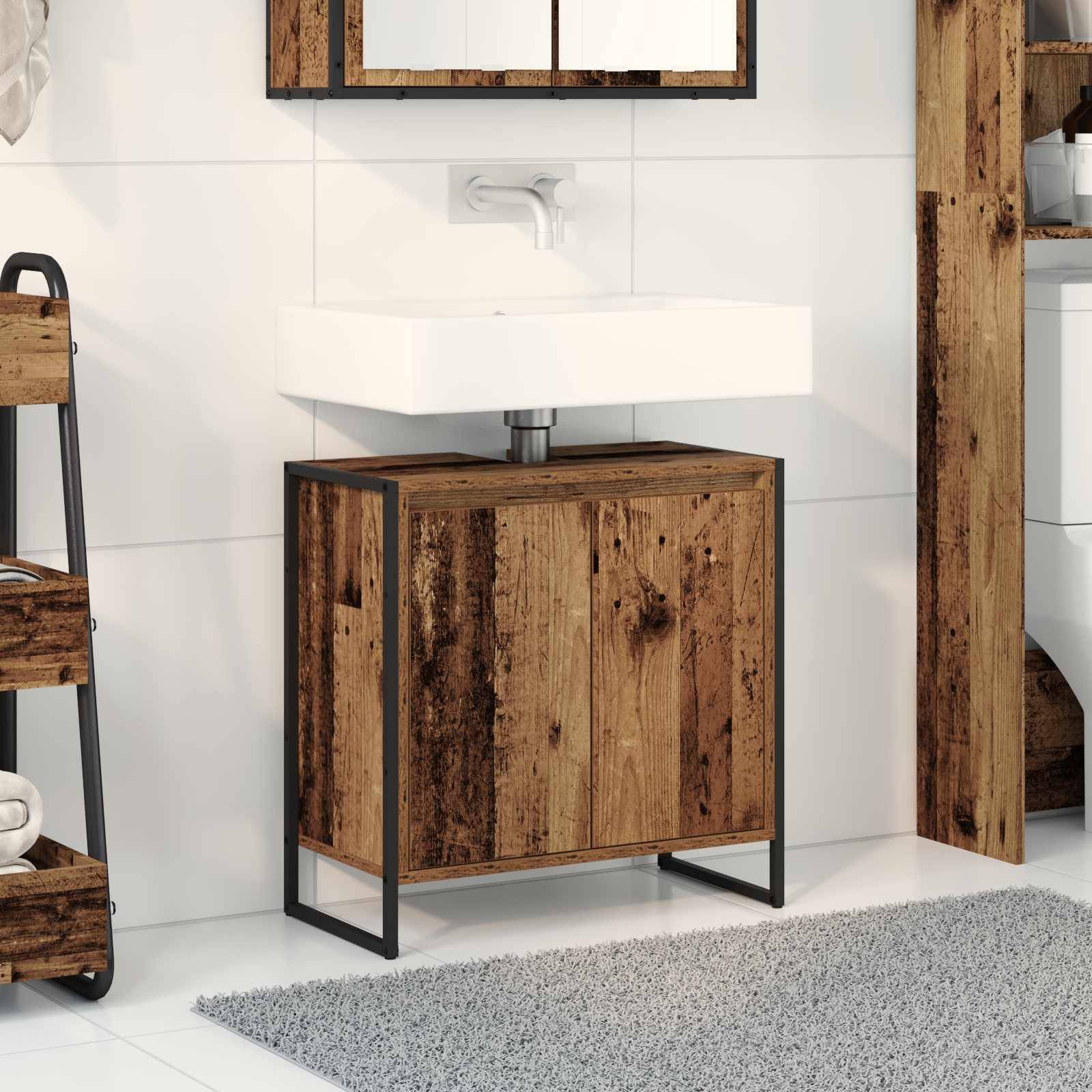 vidaXL Badeværelsesskab Gammelt træ 60 x 30 x 60 cm Konstrueret træ