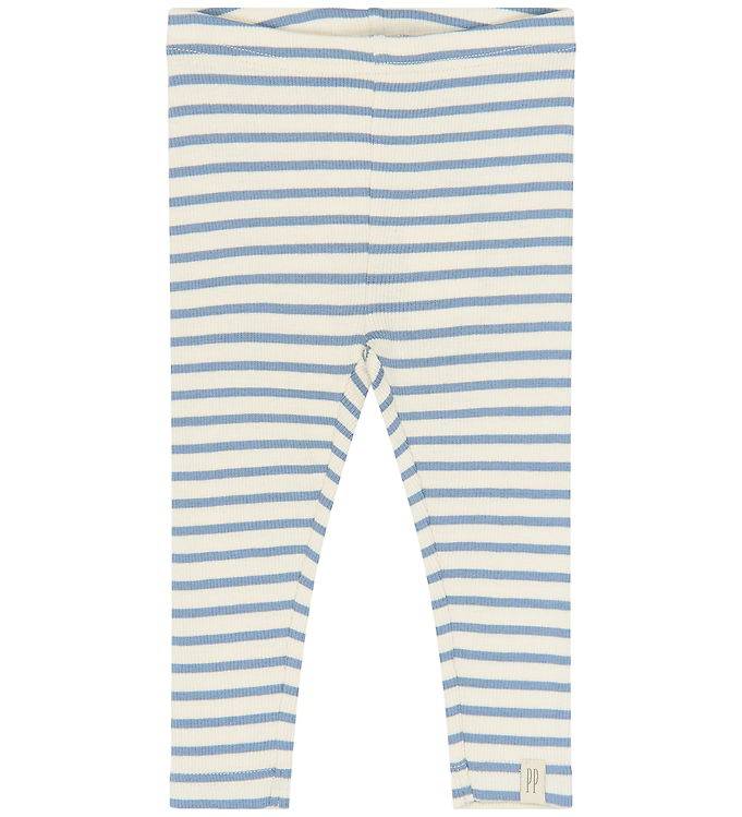 Petit Piao Leggings - PPSky - Stonewash Striped - Petit Piao - 5 år (110) - Leggings