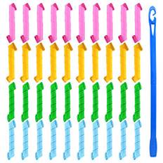 FEPITO 40er Pack Magic Lockenwickler Spiralcurls Styling Lockenwickler Kit Wellenstile No Heat Lockenwickler und Styling Haken für alle Haarlängen, 30 cm