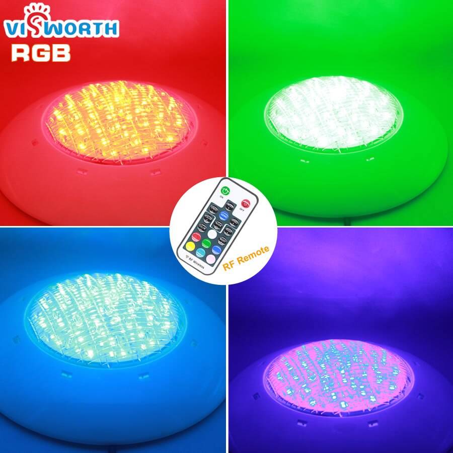 24w 36w pool ledde ljus ac /dc 12v rgb + fjärrkontroll utomhusbelysning ip68 vattentät undervattens lampa damm ljus - RGB utbytbar / 12v 24w