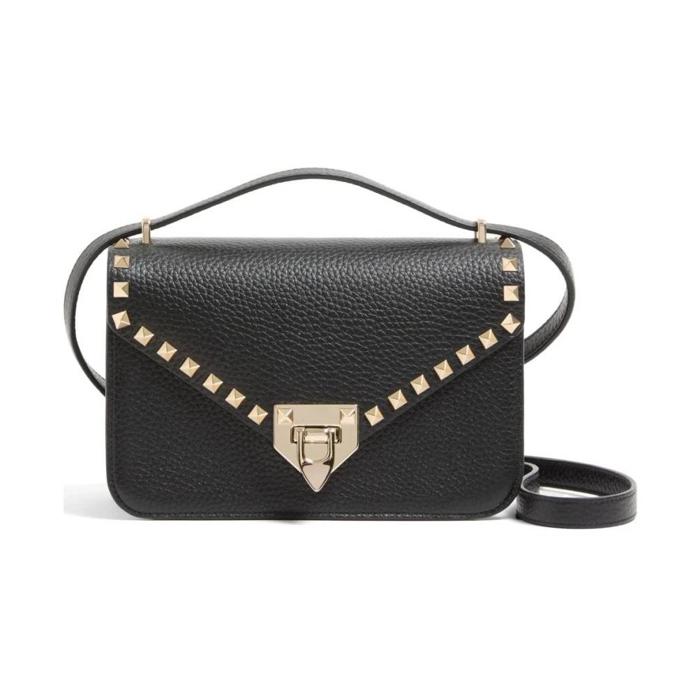 Valentino Garavani Lille Rockstud Grained Læder Crossbody Taske - Tasker - Dame - Sort - ONE SIZE - Læder